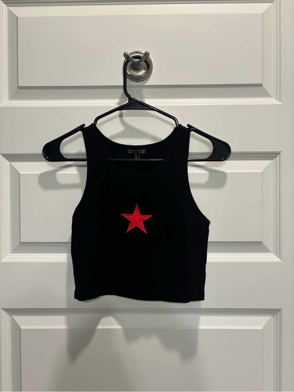 Dolls Kill Black Crop Tank with Red Star